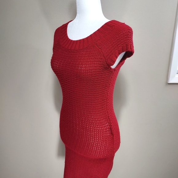 Bodycon Sweater Dress in Red - Picture 5 of 13
